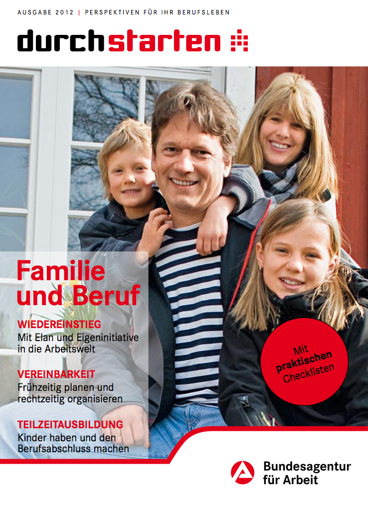 Titel des Themenheftes "durchstarten" - Familie und Beruf