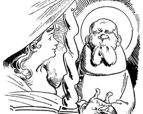 Zeichnung von Wilhelm Busch, Bildergeschichten, Der heilige Antonius von Padua: Die Beichte
