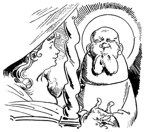 Zeichnung von Wilhelm Busch, Bildergeschichten, Der heilige Antonius von Padua: Die Beichte